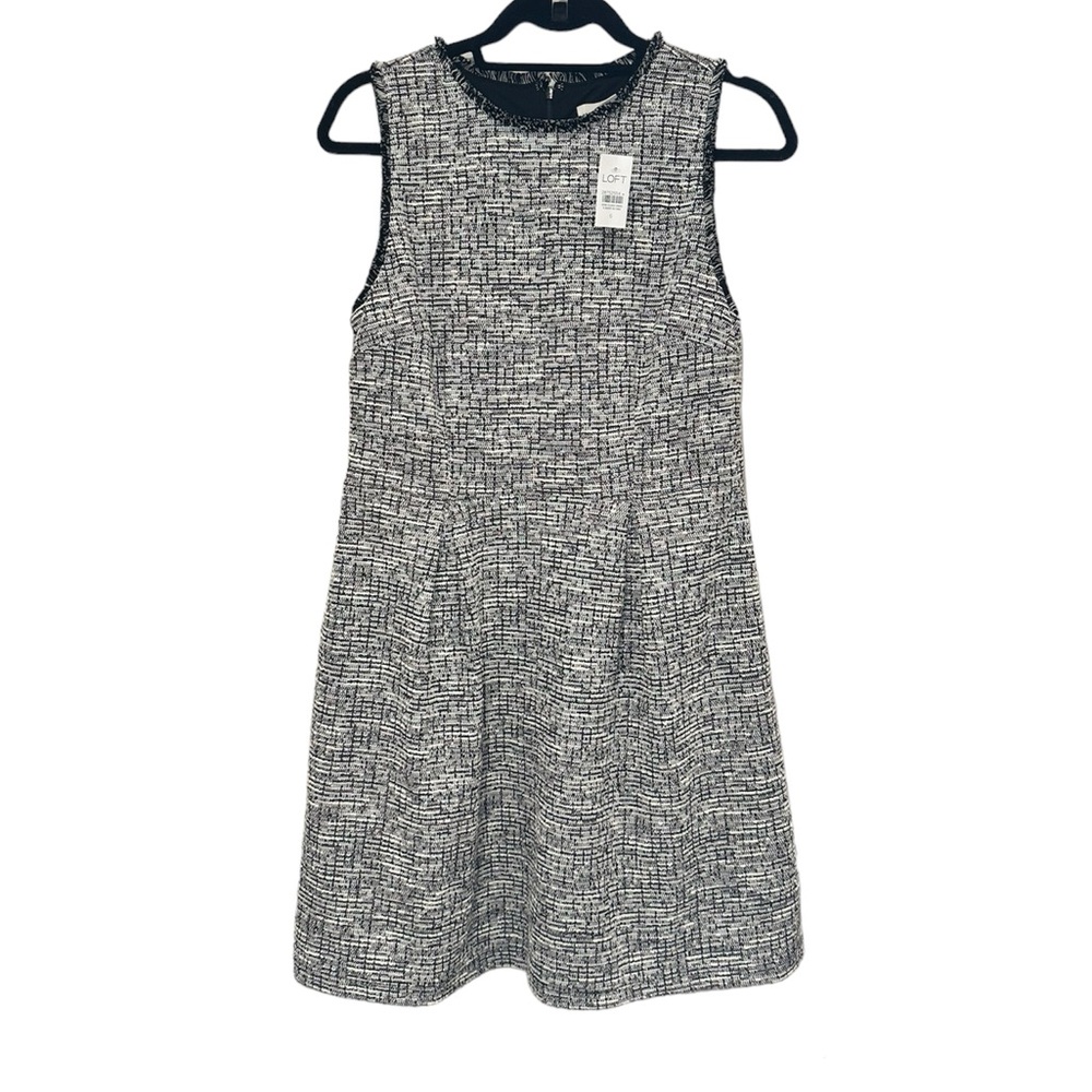 LOFT Shimmer Boucle Flare Dress - Picture 4 of 11